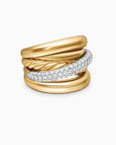 Pavé Crossover Five Row Ring in 18K Yellow Gold with Diamonds, 17.7mm